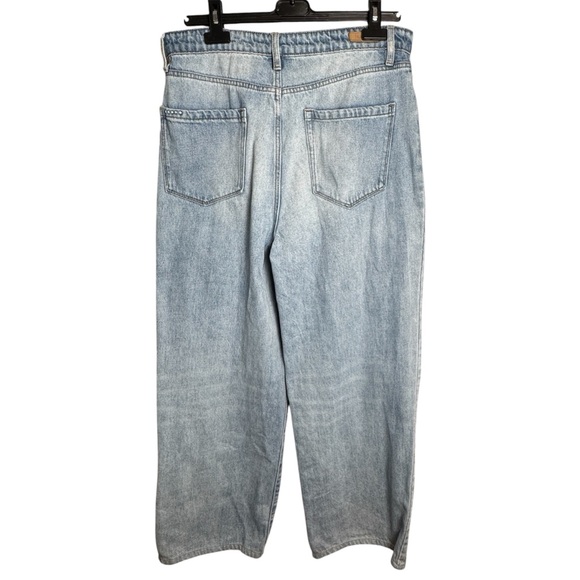 Blank NYC The Franklin Ribcage Wide Leg Jeans Sz 31 Light Wash Whiskering‎ READ - Picture 2 of 14